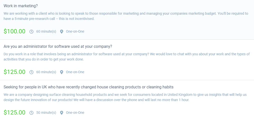 nofollow respondent screenshot showing current paid surveys