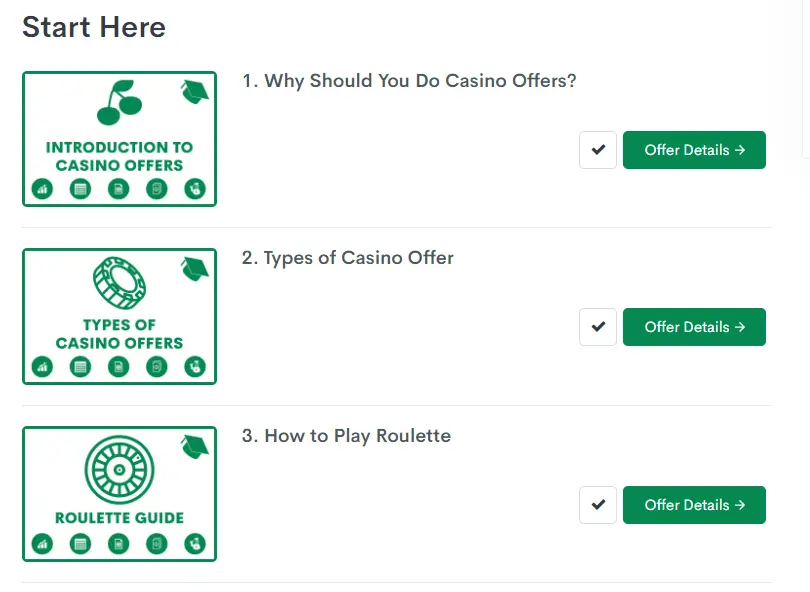 screenshot of bonus accumulator guides to casino